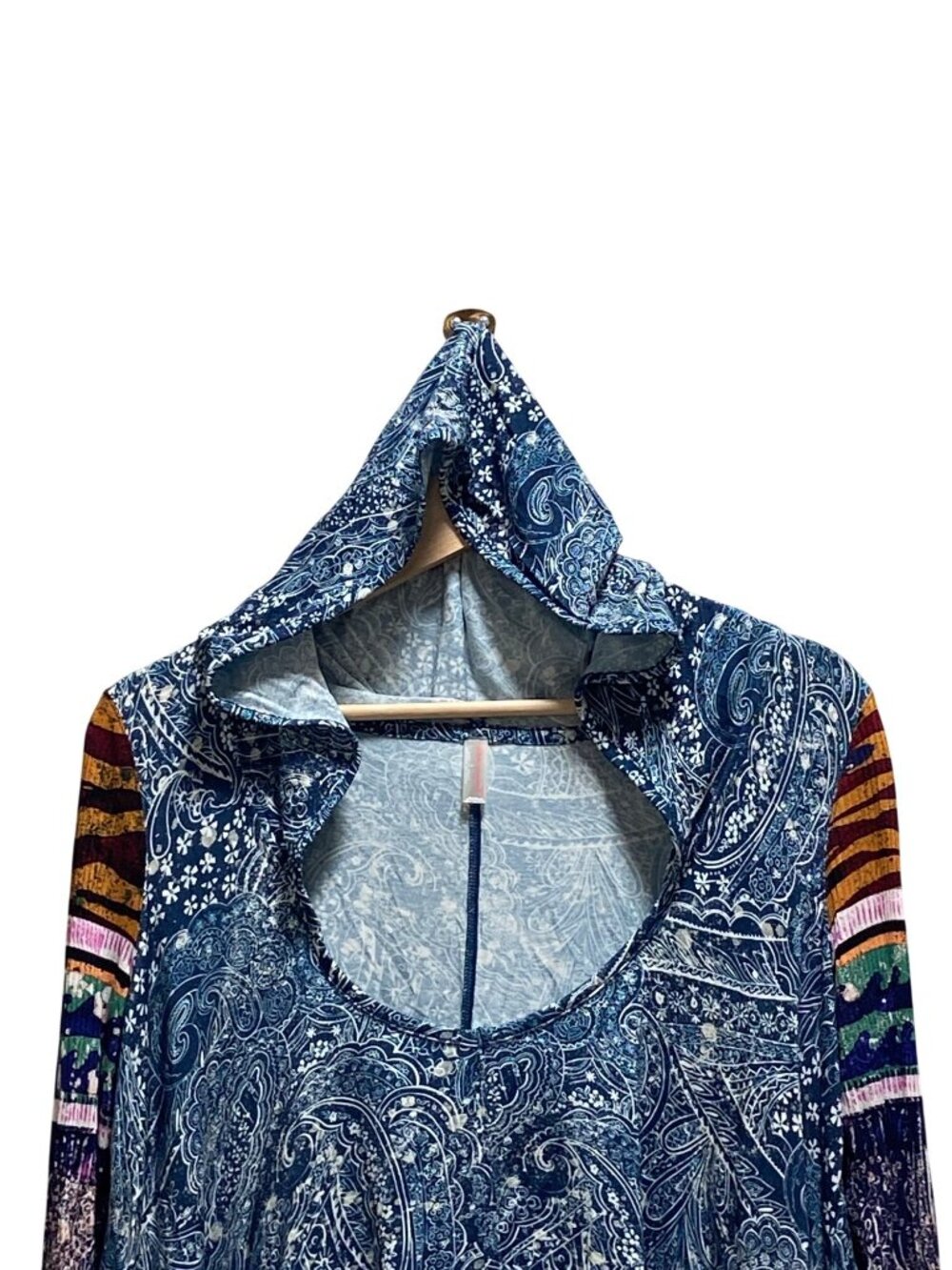 Free People FP Movement Soul Searcher Printed Hoodie Blue Size S Boho Hippie - Picture 6 of 14